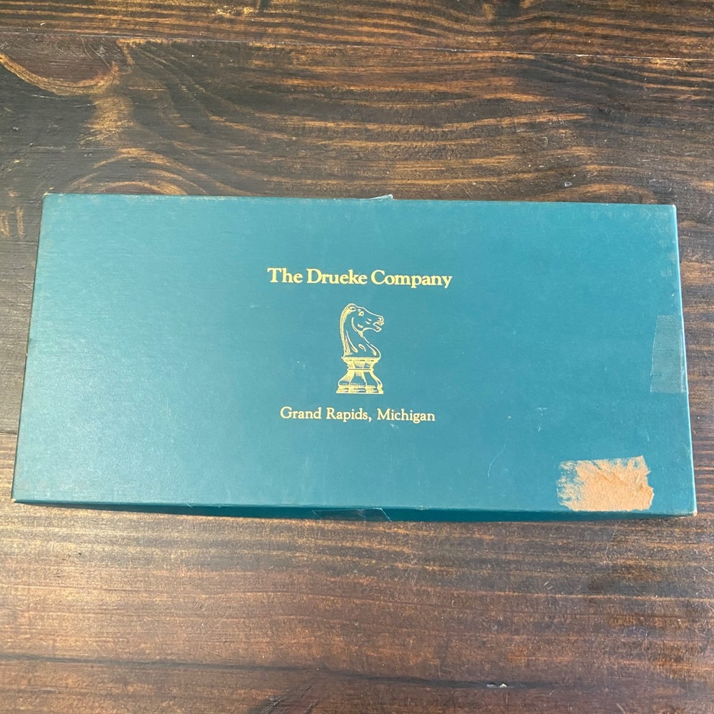 Vintage Drueke Cribbagemaster Model 1950 Wood Cribbage Board with Box & Manuals